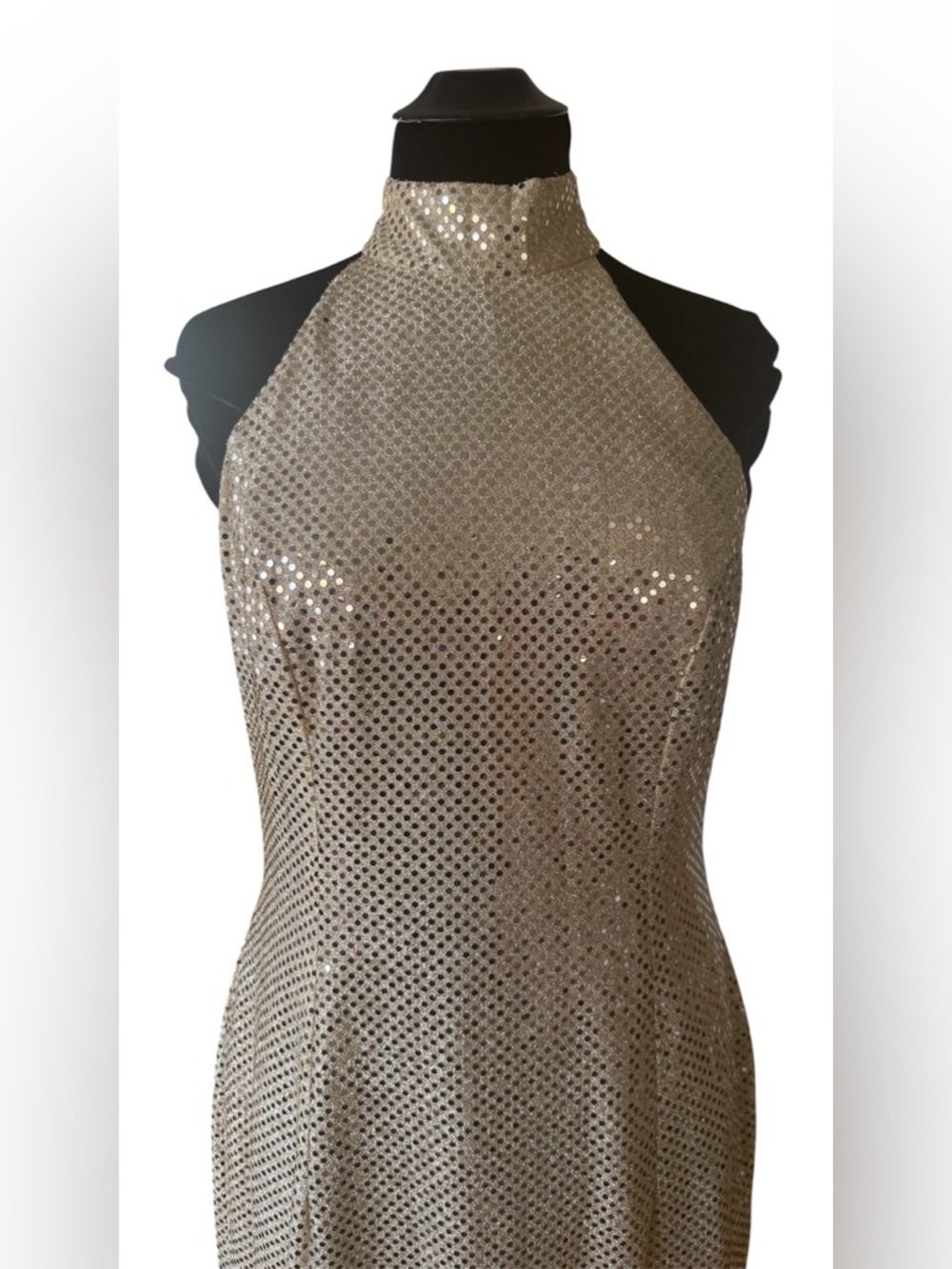 Y2K 90s Sequin Maxi Gold Formal Dress - Picture 16 of 16